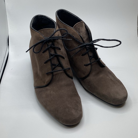 Munro Kara Bootie Wedge Taupe Suede Lace Up Shock Absorb Outsoles Women Size - Picture 3 of 12